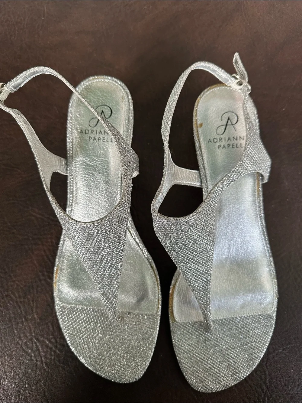 Adrianna Papell Silver Glitter Slingback Sandals